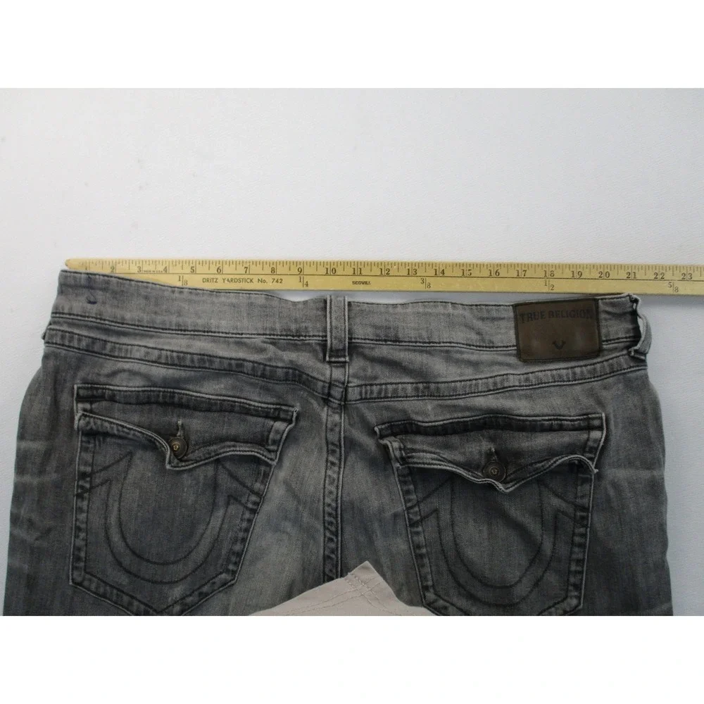 True Religion Ricky Jeans Mens 42 Gray Relaxed Fit Flap Pocket Horseshoe Faded
